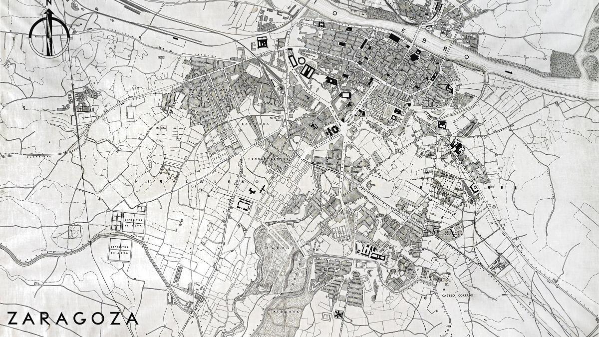 Plano de Zaragoza en 1938