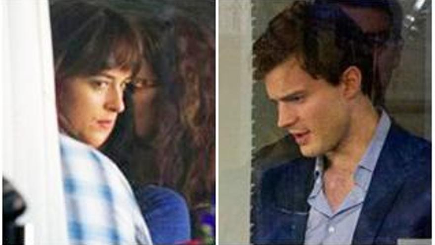 Jamie Dornan y Dakota Johnson en el rodaje.