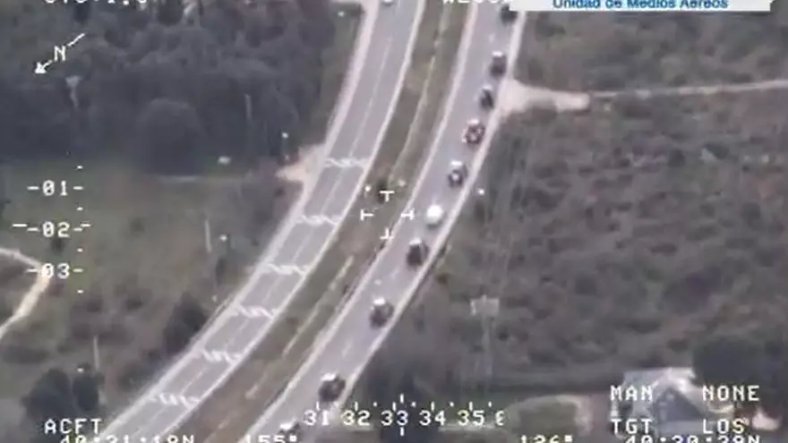 Imágenes aéreas del avance de la tractorada hacia Madrid