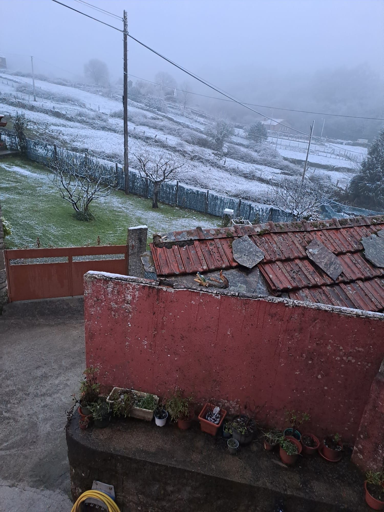 Nevada en el interior de Pontevedra