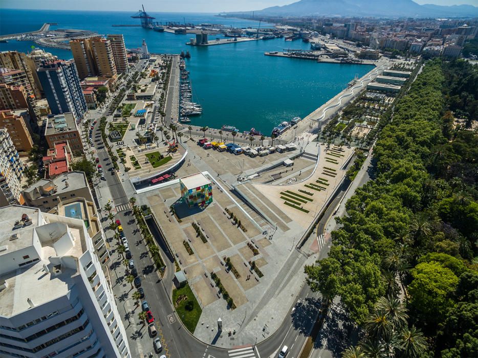 El centro de Málaga a vista de dron