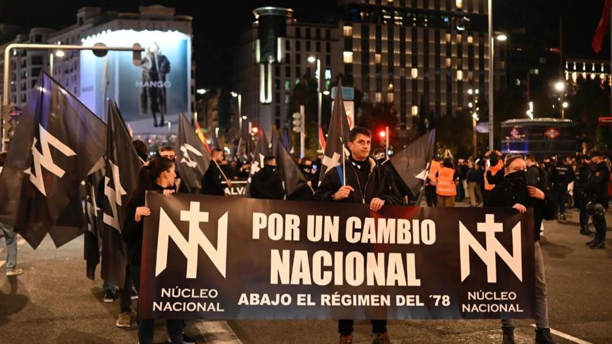 Miembros de Núcleo Nacional en una protesta