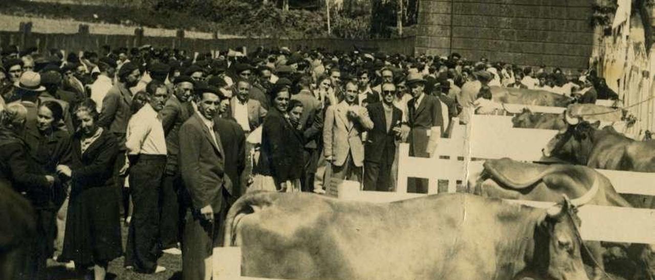 Unha imaxe antiga dunha feira no Concello da Estrada. // Imaxe do arquivo de Marisé García