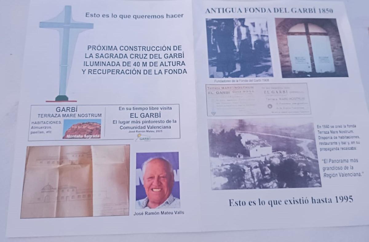 Folleto que se reparten por Estivella con el proyecto de Mateu.