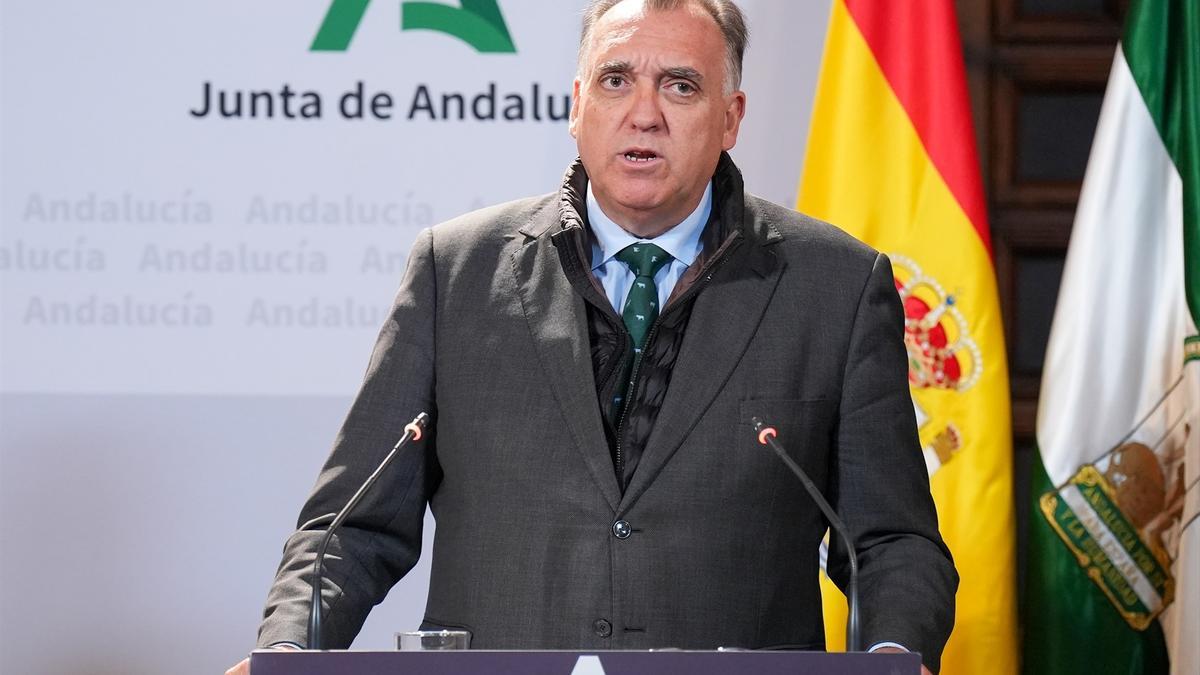 El consejero de Turismo y Andalucía Exterior de la Junta de Andalucía, Arturo Bernal, interviene en la rueda de prensa posterior a la reunión semanal del Consejo de Gobierno de la Junta de Andalucía.