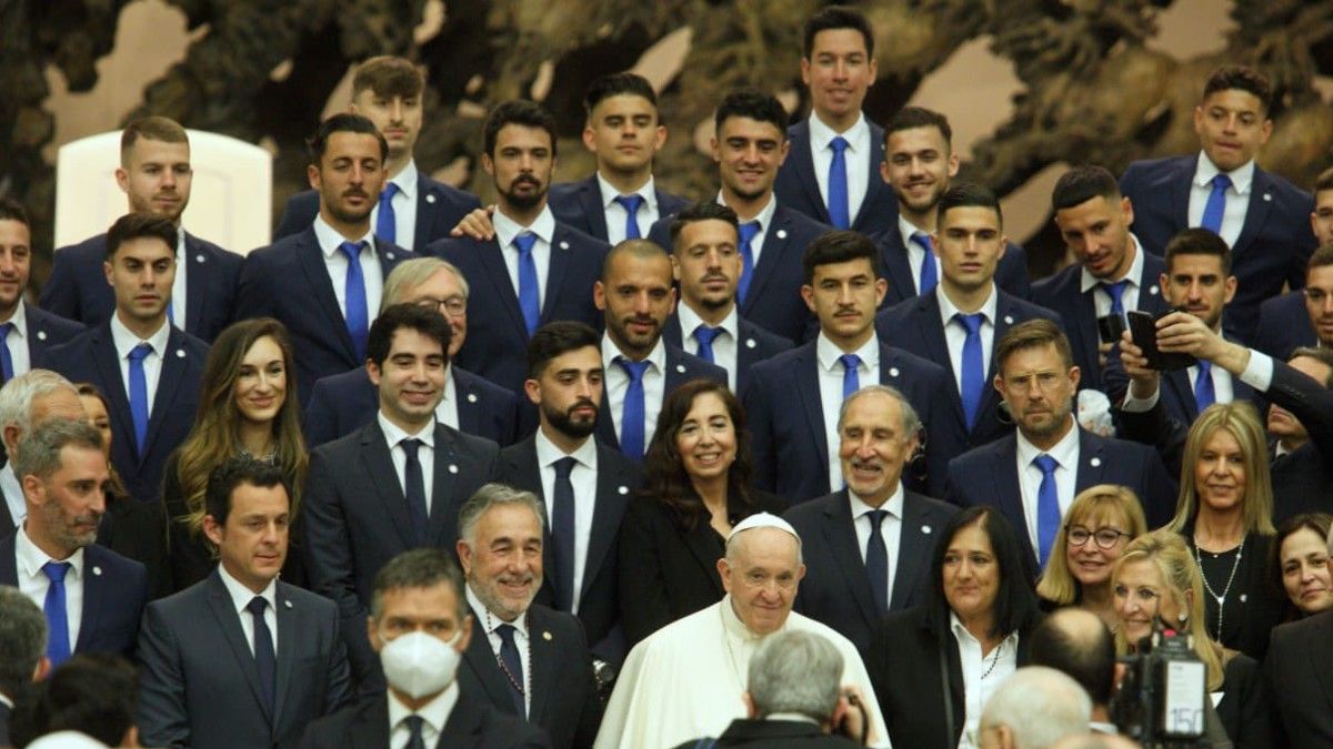 La plantilla de la Ponferradina en la visita al Papa