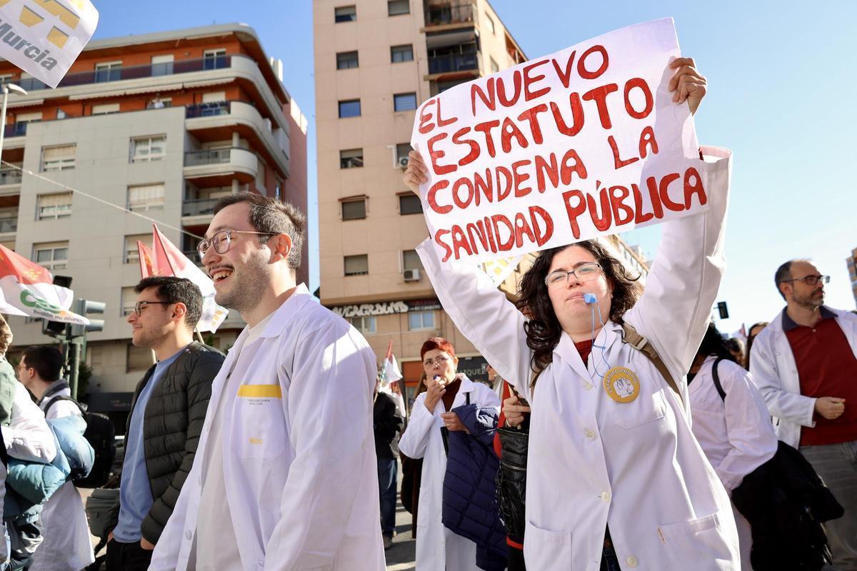 Manifestación de médicos en Murcia el pasado mes de febrero.
