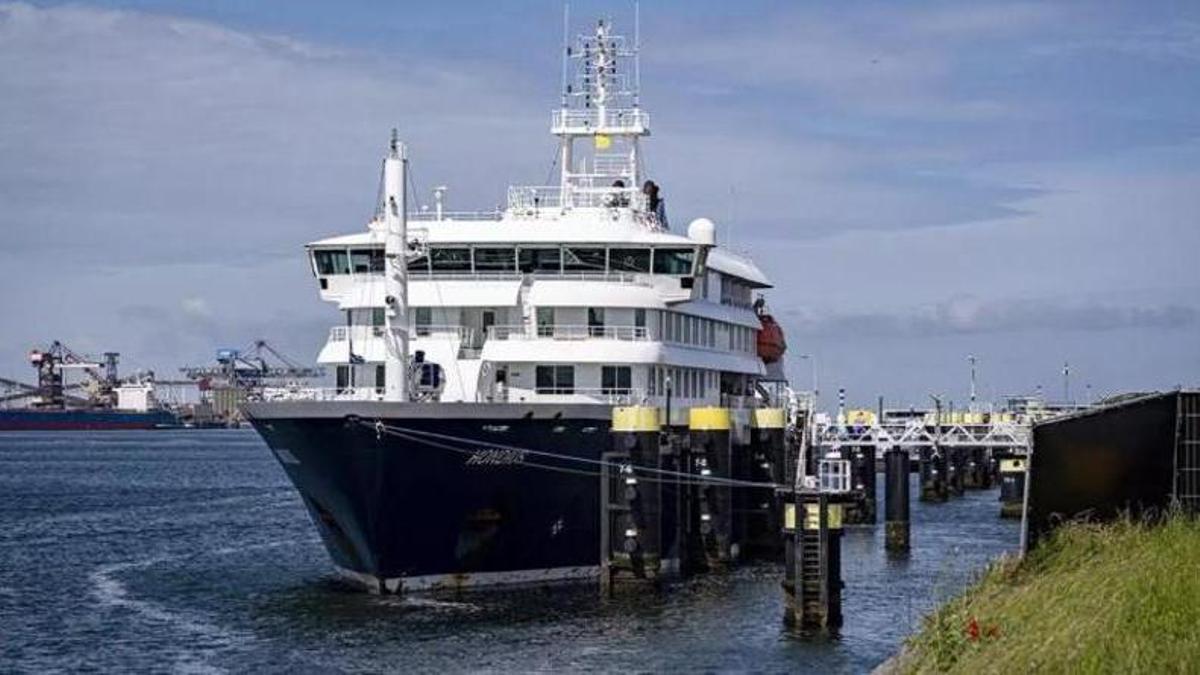 El vaixell MV Hondius a la seva arribada als Països Baixos