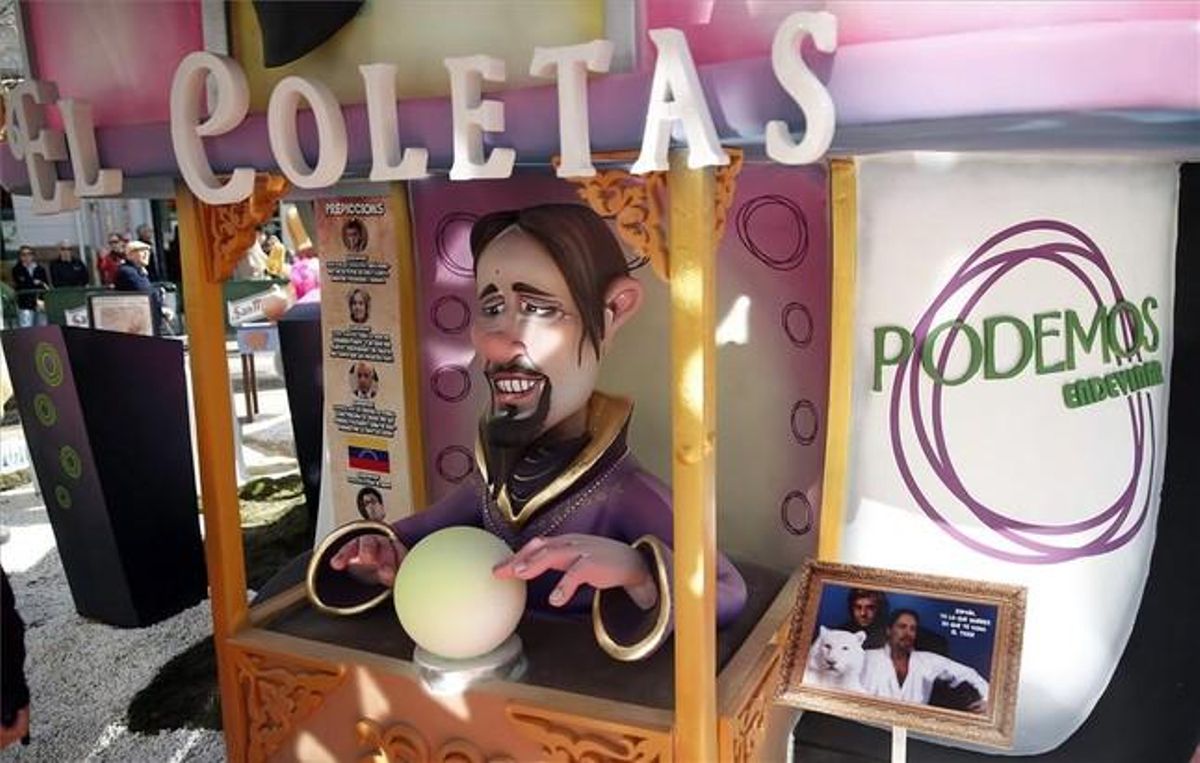 El ninot de Pablo Iglesias ’el Coletas’ com a vident.