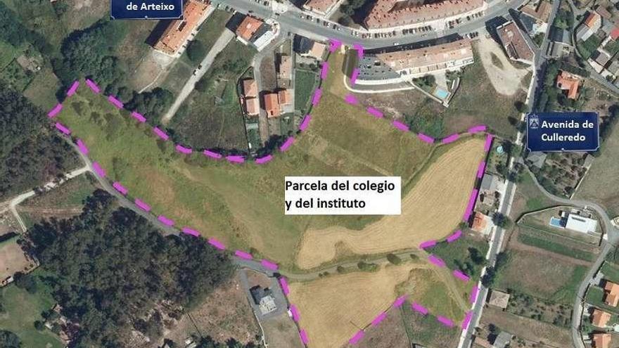 Terrenos en los que estarán ubicados el colegio y el instituto, en Ponte do Va.