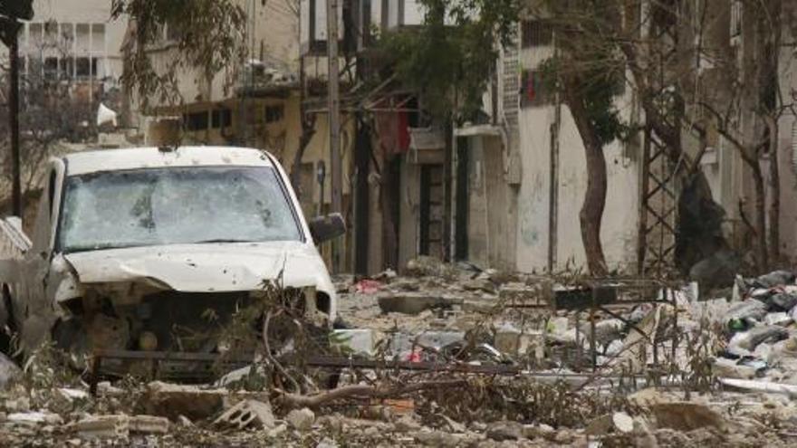 Imagen de la ciudad de Homs tras uno de los bombardeos recientes.