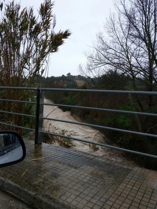 Desbordamiento del torrente de sa Fadrina a su paso  por Sant Llorenç