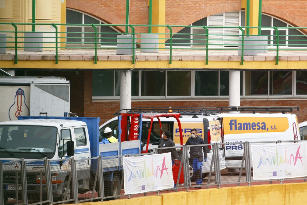 Las obras de acondicionamiento de la ciudad deportiva de Carranque como hospital de campaña continúan con la previsión de que finalicen en esta semana.