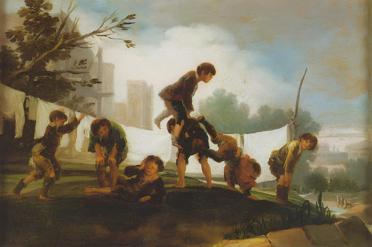 Una de las dos pinturas de Goya, el juego de niños 'El Salto' donada por Ignacio Tarazona Blanch a la Universitat.