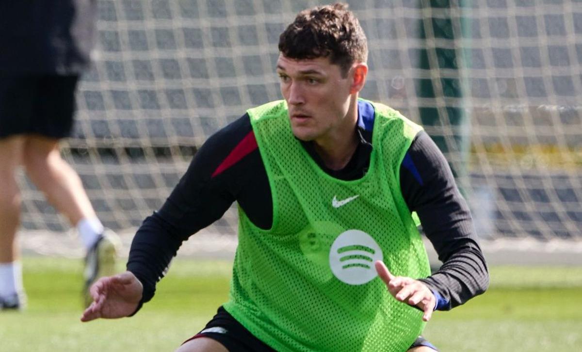 Andreas Christensen, en el entrenamiento de este s芍bado antes de lesionarse