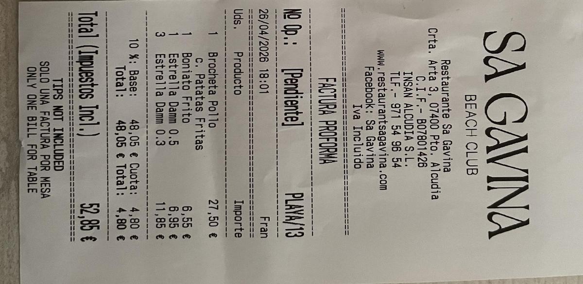 Die Rechnung im zweiten Lokal: Ebenfalls mit 10 Prozent extra.