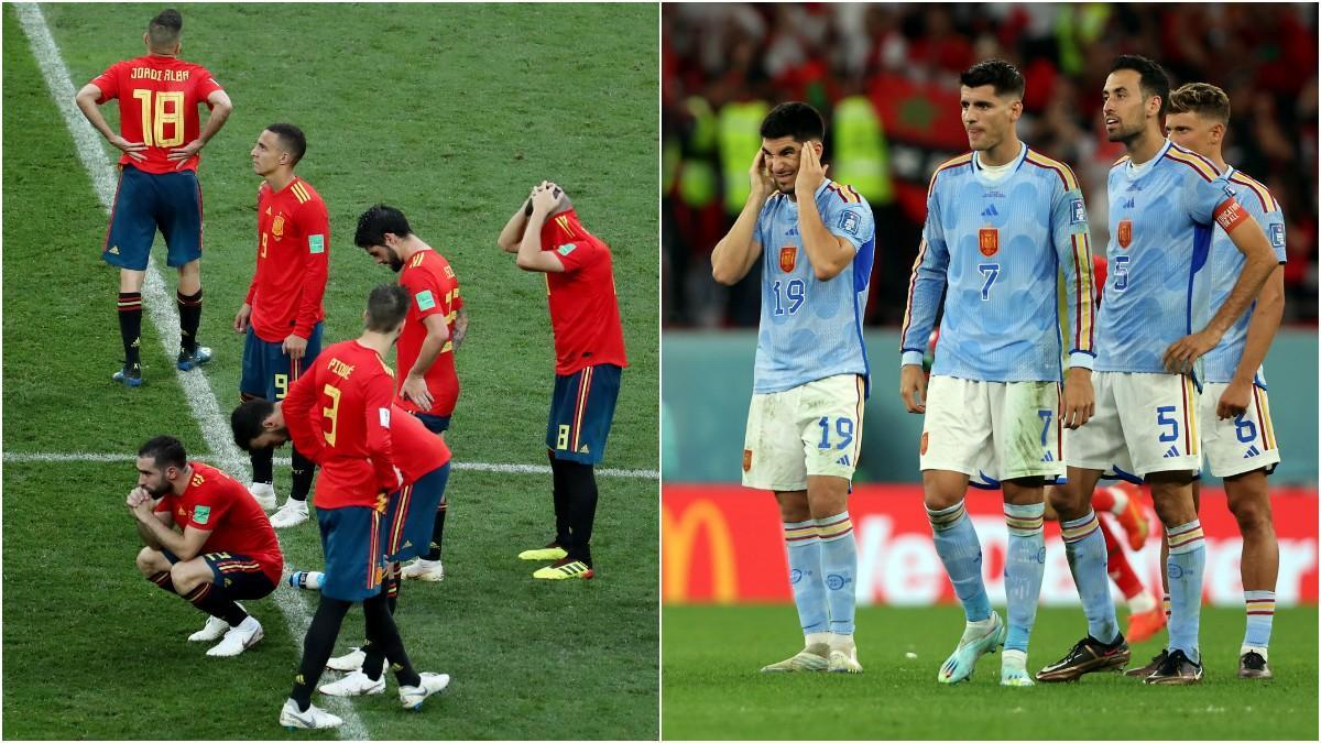 España cayó en los penaltis de octavos en el Mundial de 2018 y en el de 2022