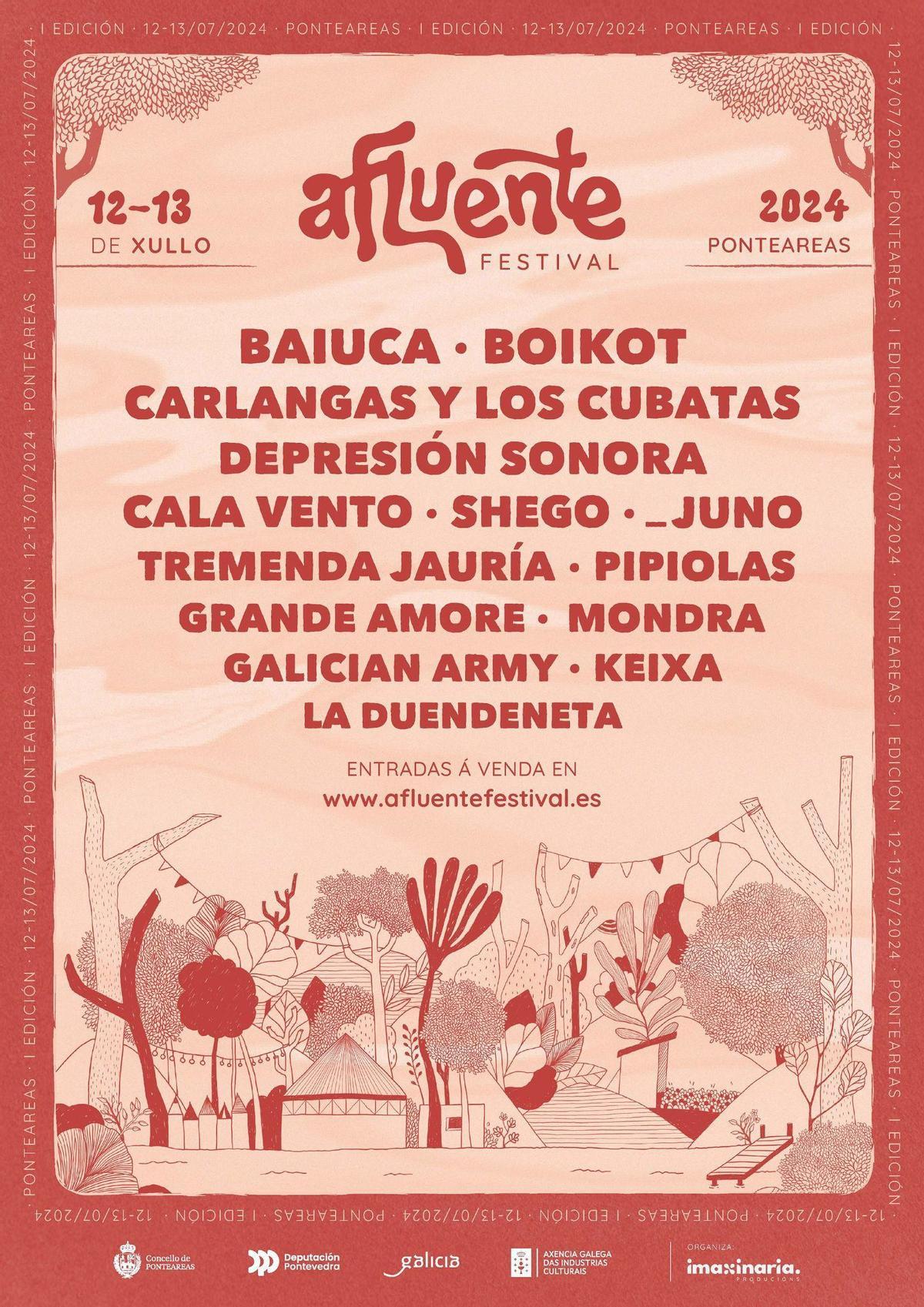 Cartel de la primera edición del Afluente Festival de Ponteareas.