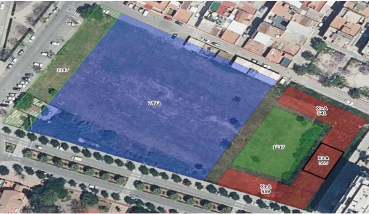 Recreación del reparto en el solar entre las calles Menorca y Córcega.
