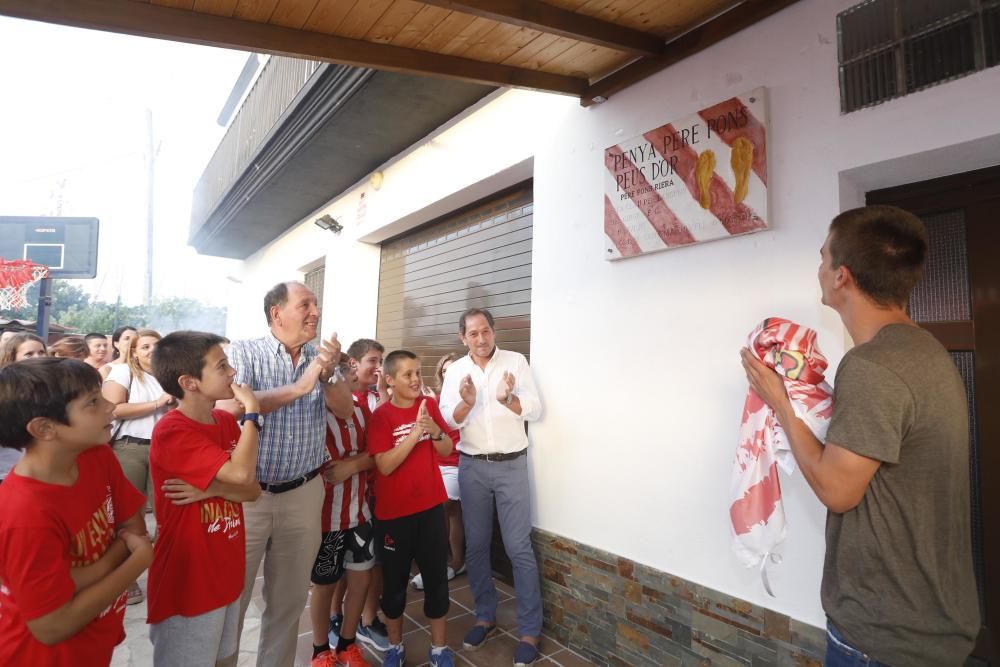 Les penyes Pere Pons i Pablo Machine celebren a Sant Joan de Mollet la gran temporada del Girona FC