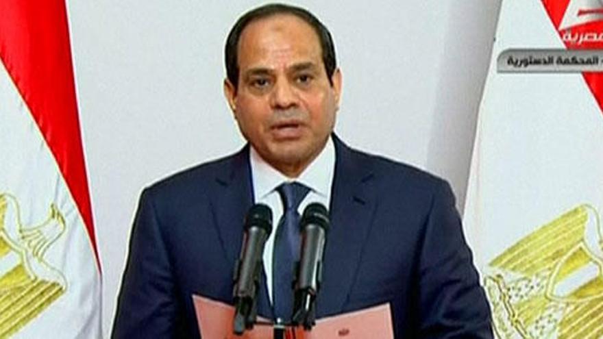 Al Sisi, durante la toma de posesión, en una imagen de televisión.