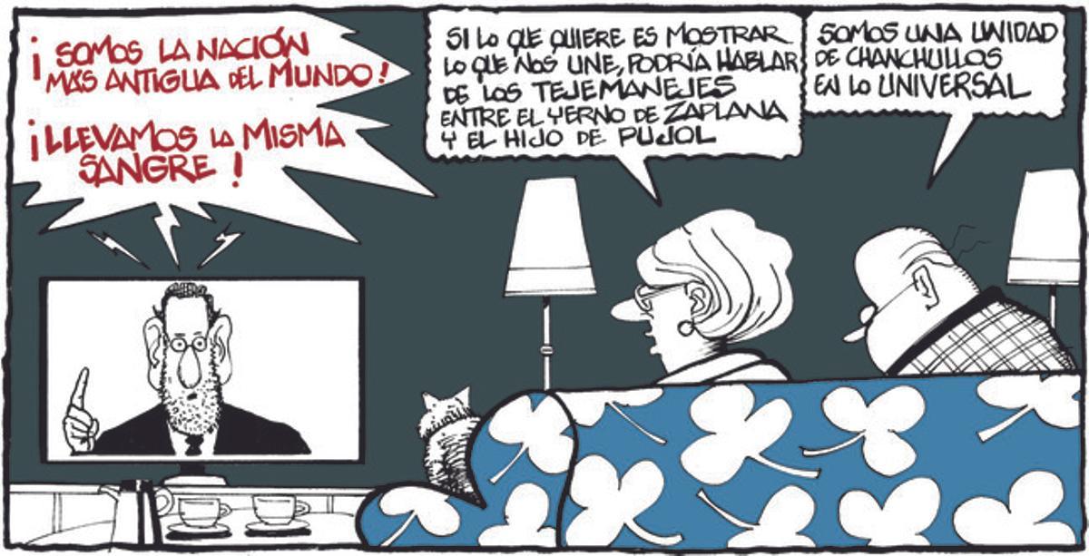 17 de noviembre del 2014. Ferreres incide en esta viñeta en los vínculos que tiene la corrupción a una y otra parte del Ebro.