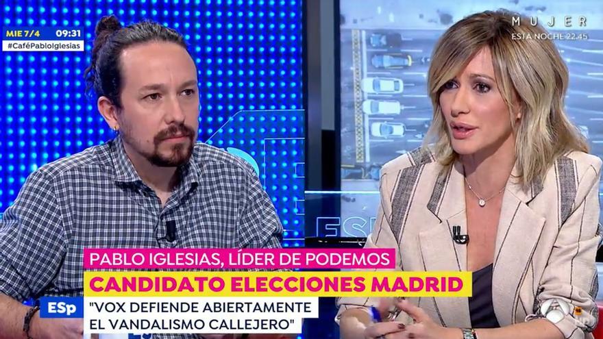 Pablo Iglesias, molesto por una pregunta de Susanna Griso en &#039;Espejo público&#039;: &quot;Eso no es cierto&quot;