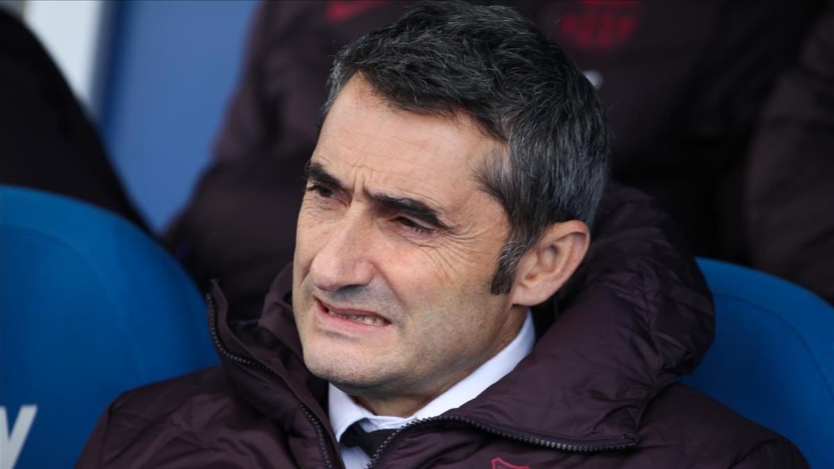 Valverde, en el banquillo de Butarque durante el Leganés-Barça.