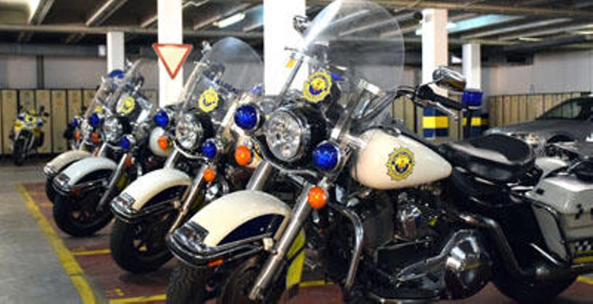 Las motocicletas Harley Davidson de la policía local de Valencia.