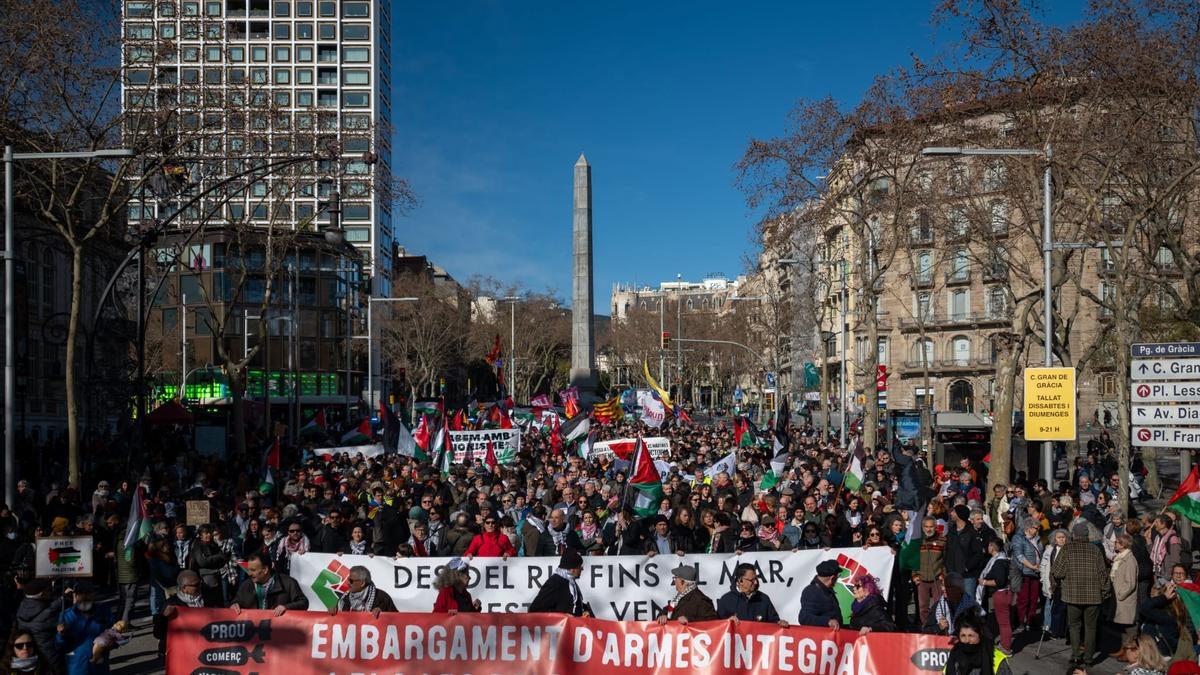 MANIFESTACIÓN BARCELONA PALESTINA | Una manifestación en el centro de Barcelona exige la ruptura de relaciones con Israel