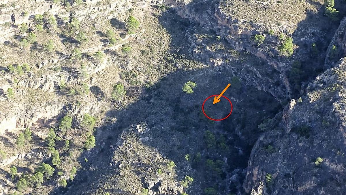 Imagen del lugar donde se encontraban los excursionistas extraviados, tomada desde el helicóptero.