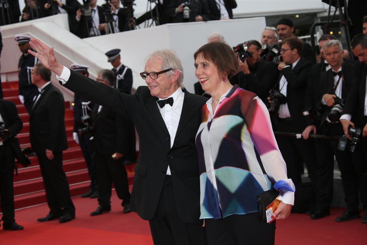 El director Ken Loach y Rebecca O’Brien en la clausura del Festival de Cannes 2016