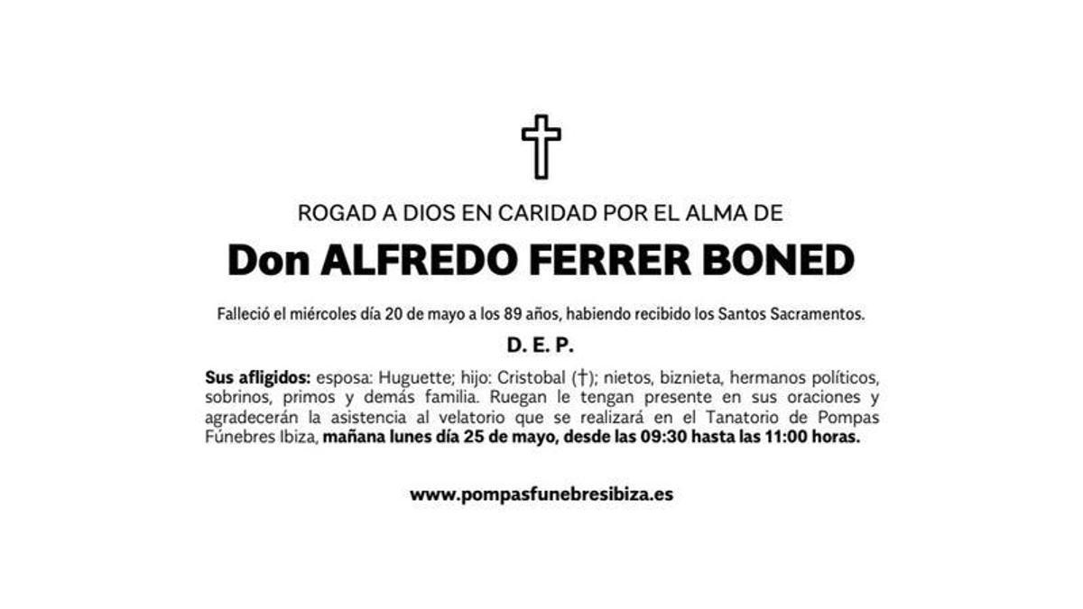 Esquela Alfredo Ferrer Boned