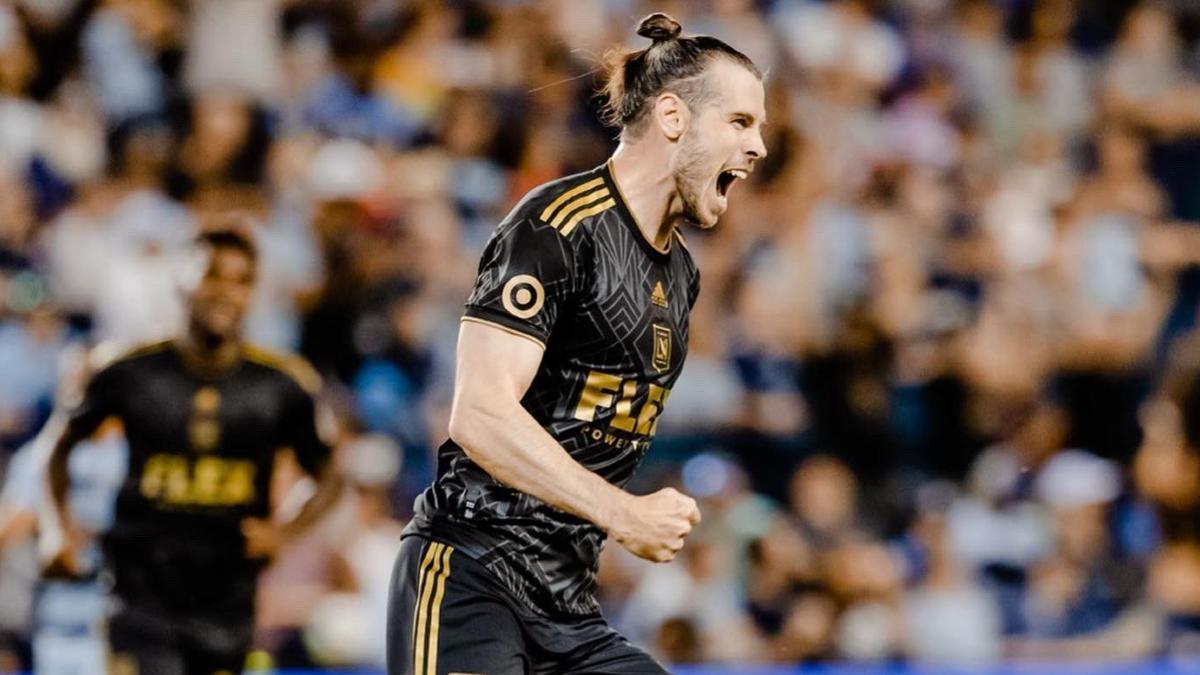 Gareth Bale celebrando su primer gol con Los Angeles FC