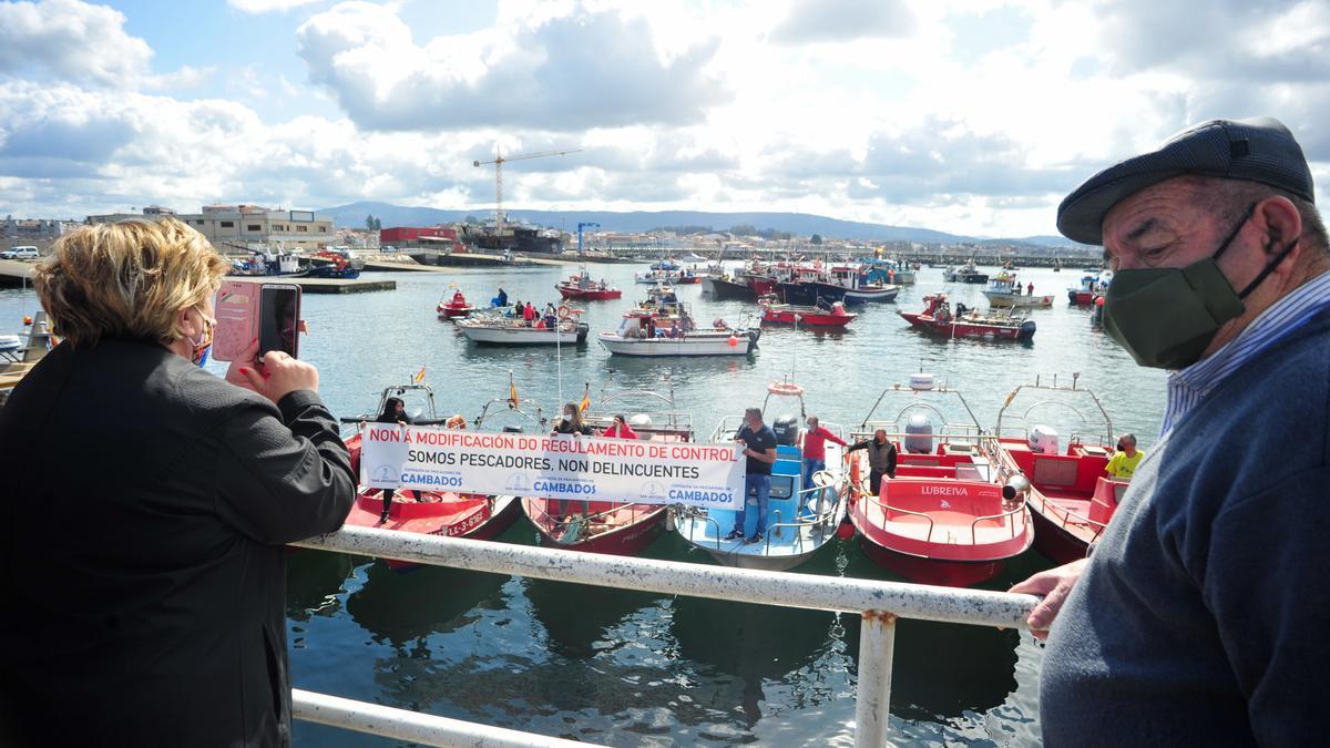 La protesta desarrollada en Cambados.