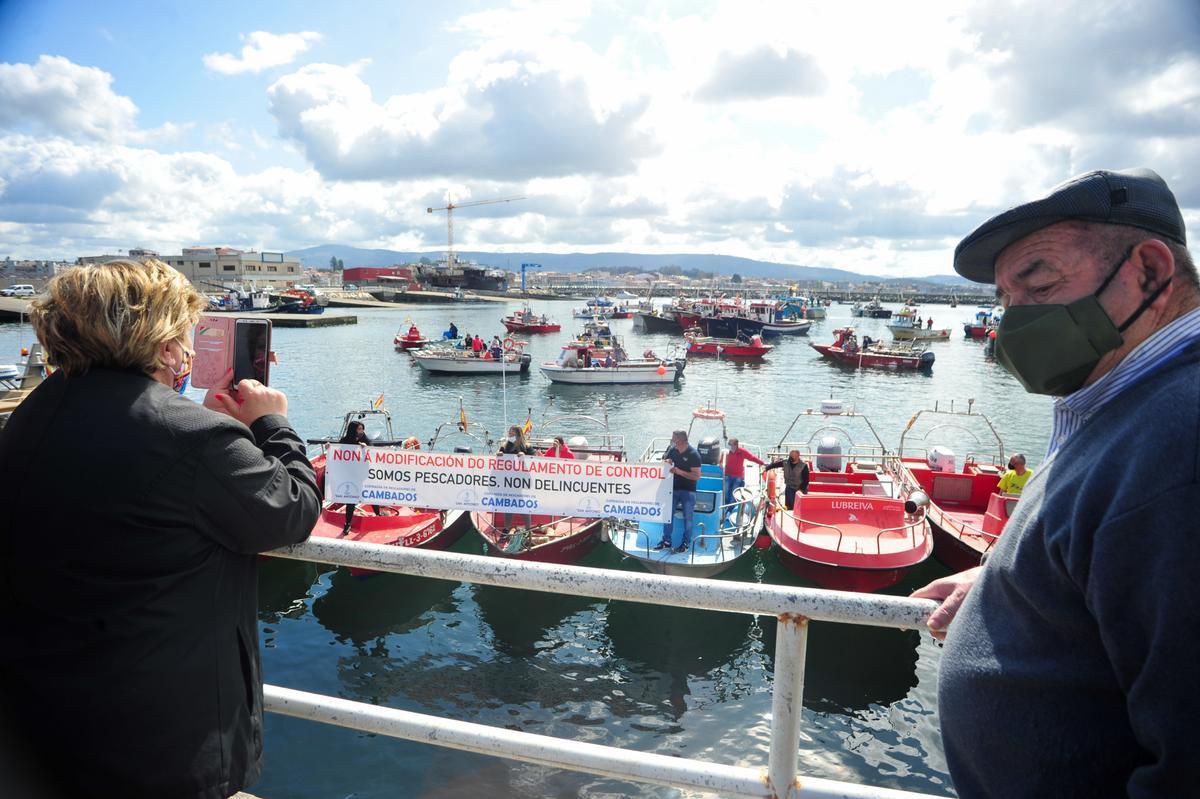 La protesta desarrollada en Cambados.