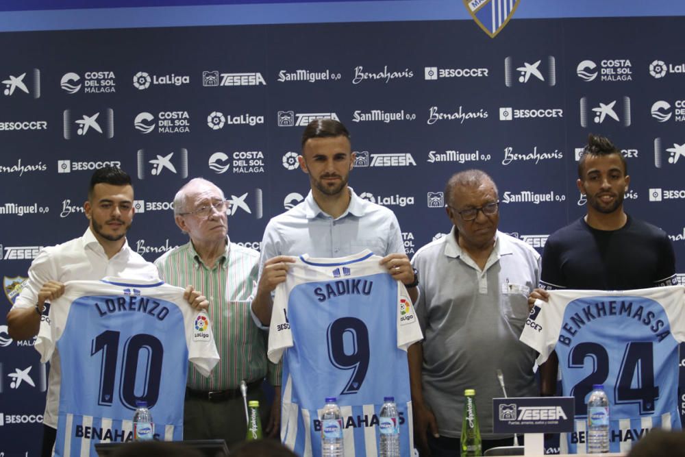 El Málaga CF presenta a Sadiku , González, y Benkhemassa
