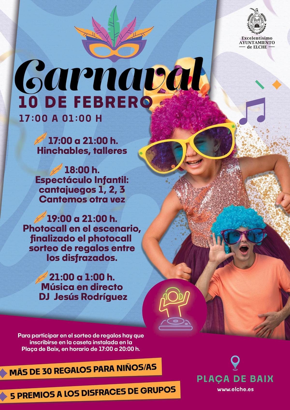 Cartel del Carnaval de Elche 2024 con toda la programación