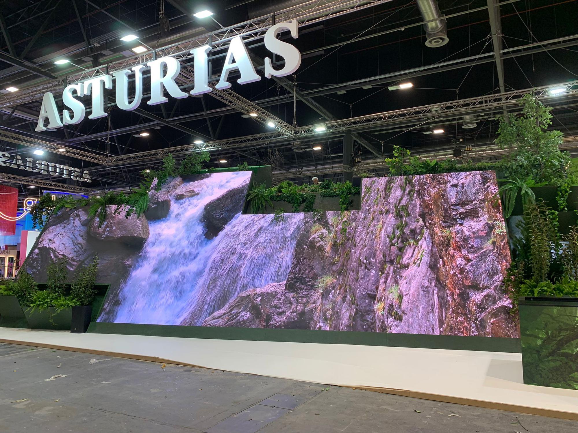 Así es el espectacular stand del Principado en Fitur: cascadas, montes y gastronomías para atraer turistas