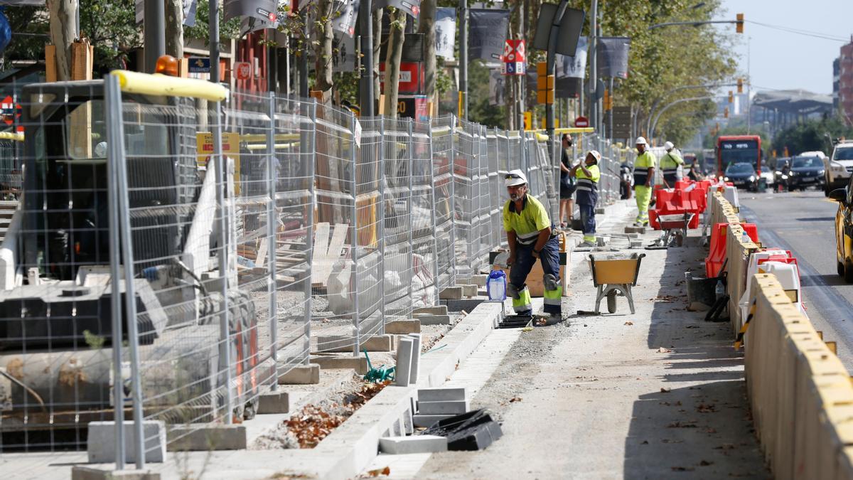 Obras en la avenida Meridiana, en una imagen de archivo.