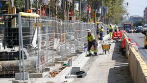 Obras en la avenida Meridiana, en una imagen de archivo.