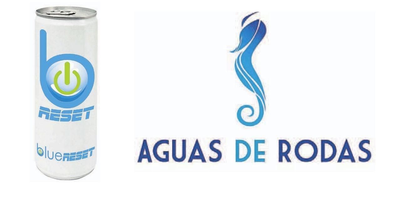Prototipo de la bebida en lata, y marca de la empresa 'Agua de Rodas'.