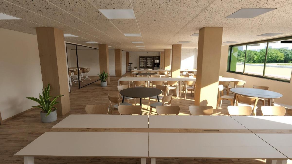 Imagen que la futura sala de lectura en los bajos de la alameda ordense