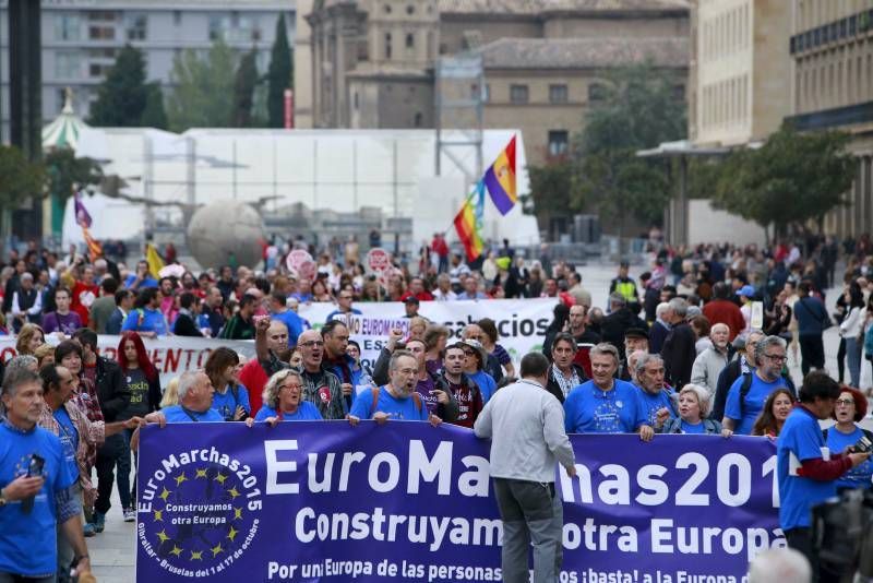 Parada de las Euromarchas en Zaragoza