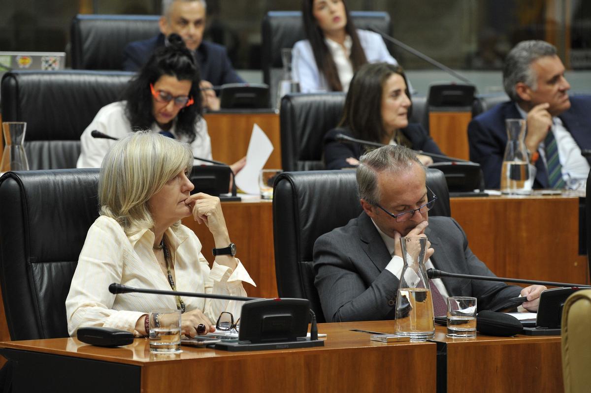Los exconsejeros de la Junta Victoria Bazaga y Manuel Martín, ahora diputados del Grupo Popular en la Asamblea.