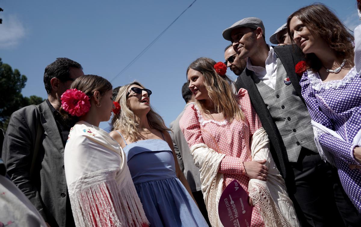 Yolanda Díaz y Alejandra Jacinto, Podemos, en la Feria de San Isidro.