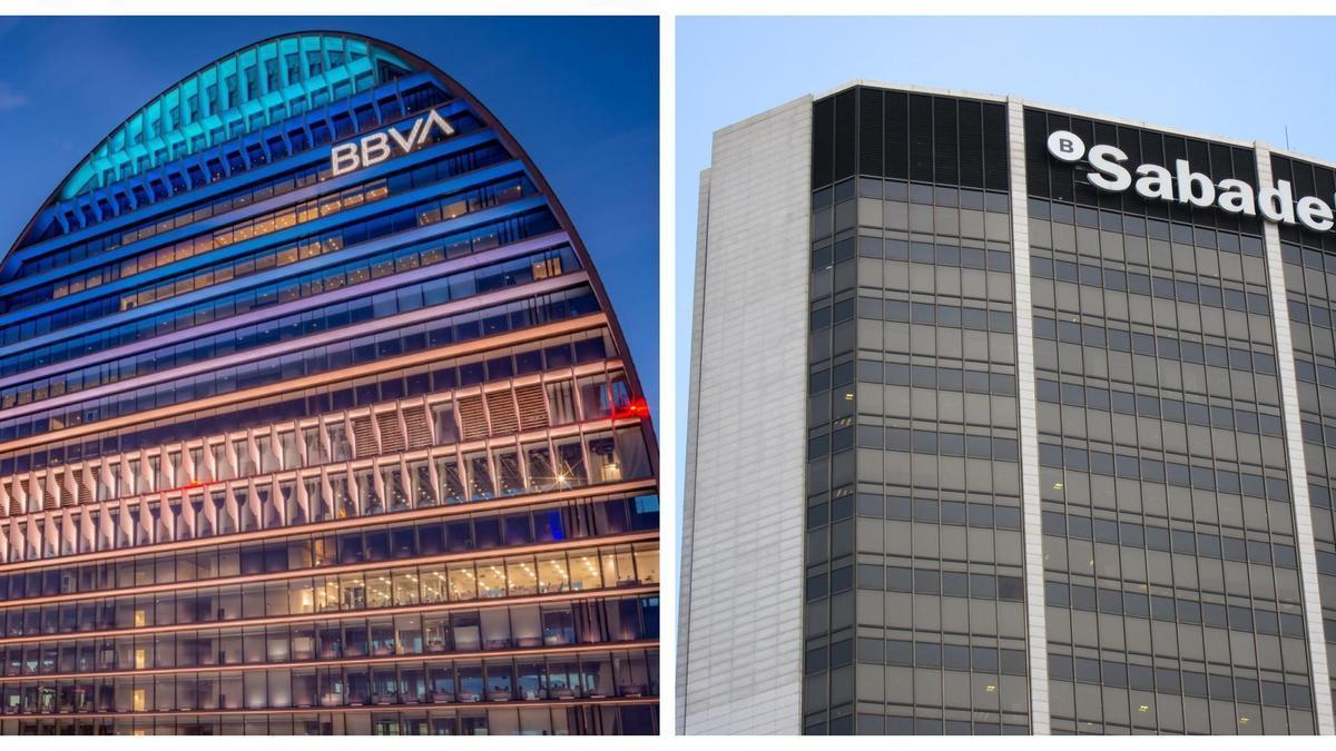 Sedes de BBVA y del Banco Sabadell