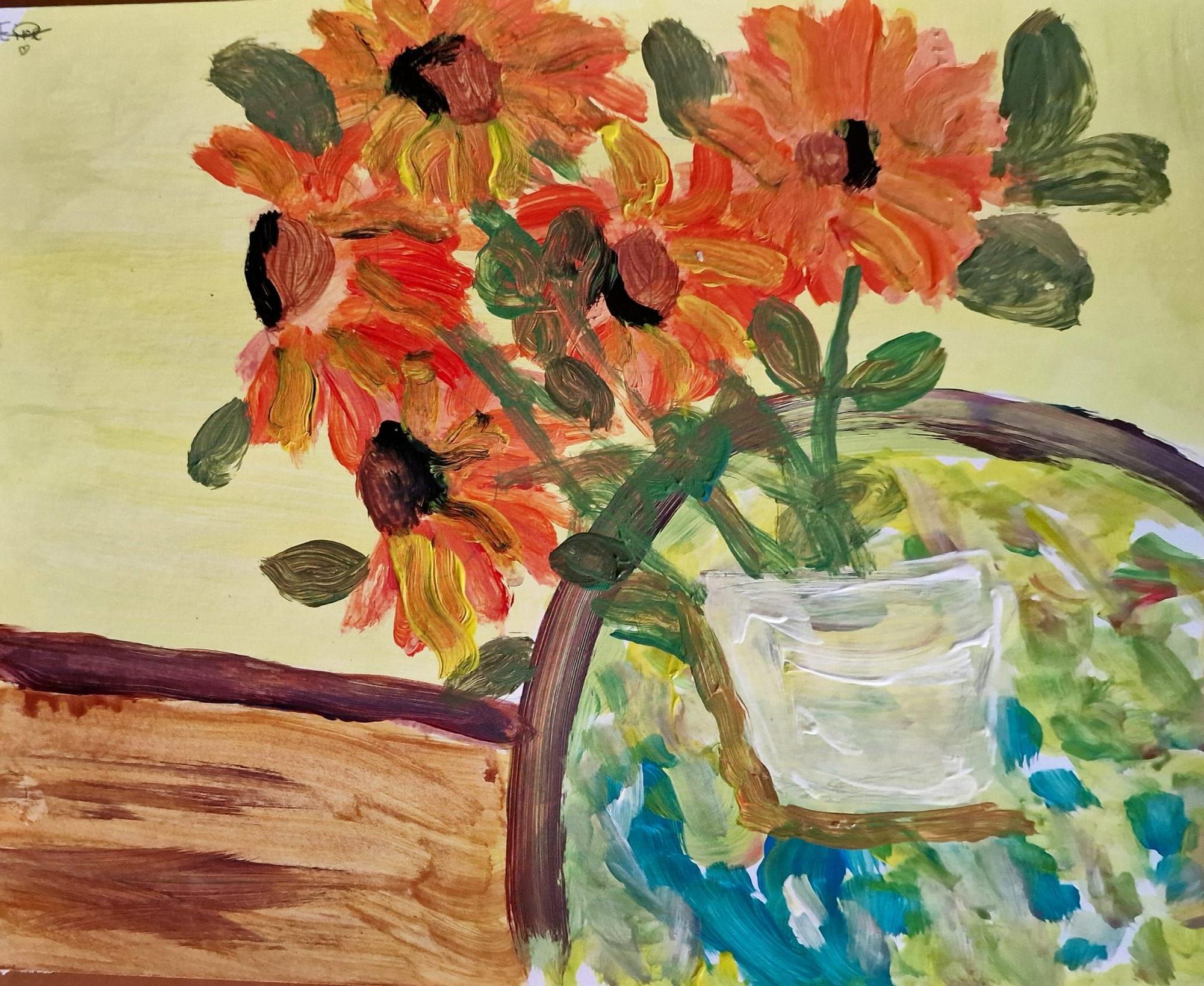 Una obra de Eire Lourdes en la muestra infantil de la Escuela Luján Pérez.