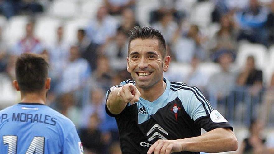 Charles celebra un gol marcado al Málaga en 2015.
