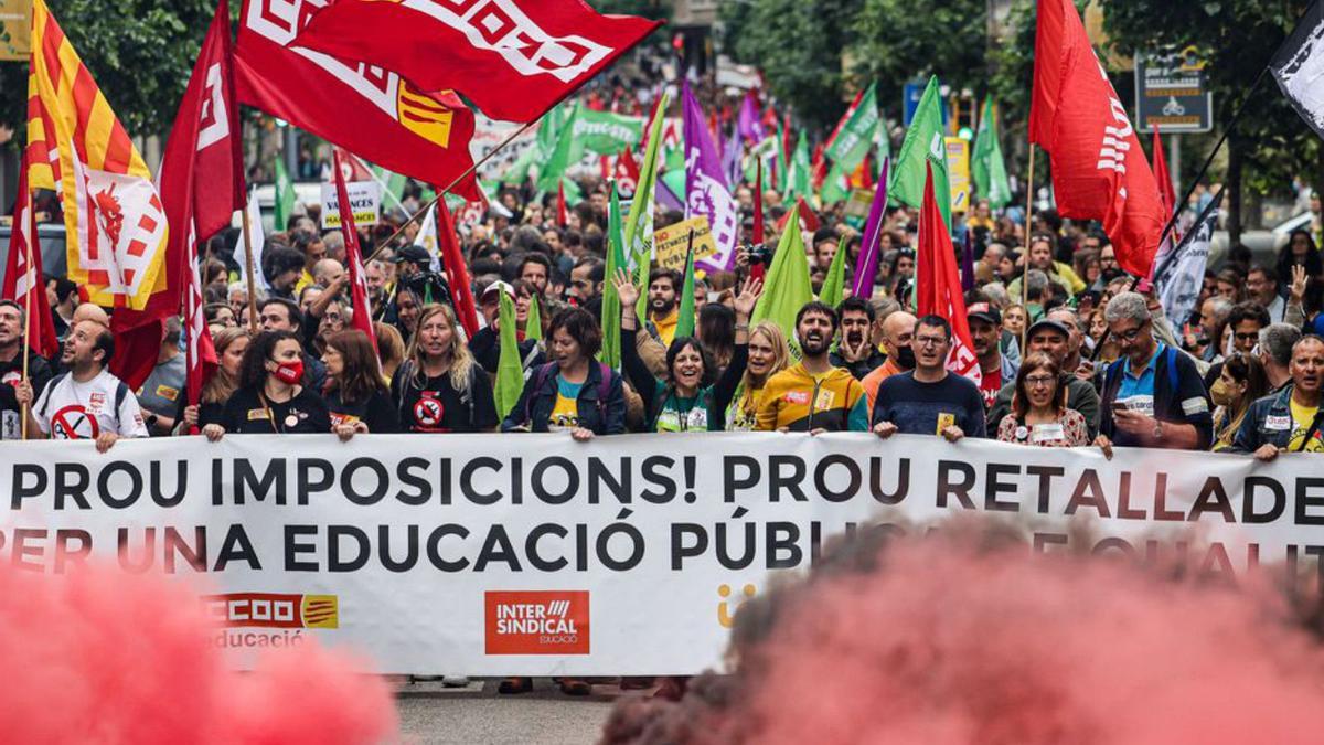 La capçalera de la manifestació, ahir a Barcelona. | ACN